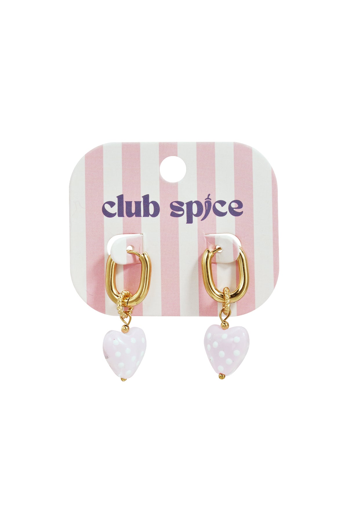 Earrings with dangling hearts with dots