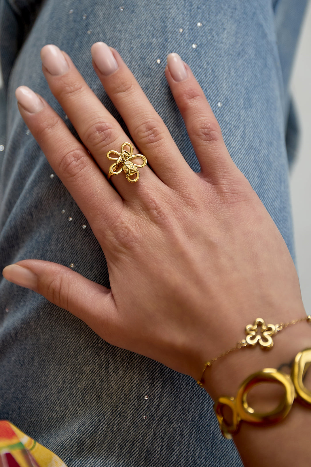 Ring with rose on flower