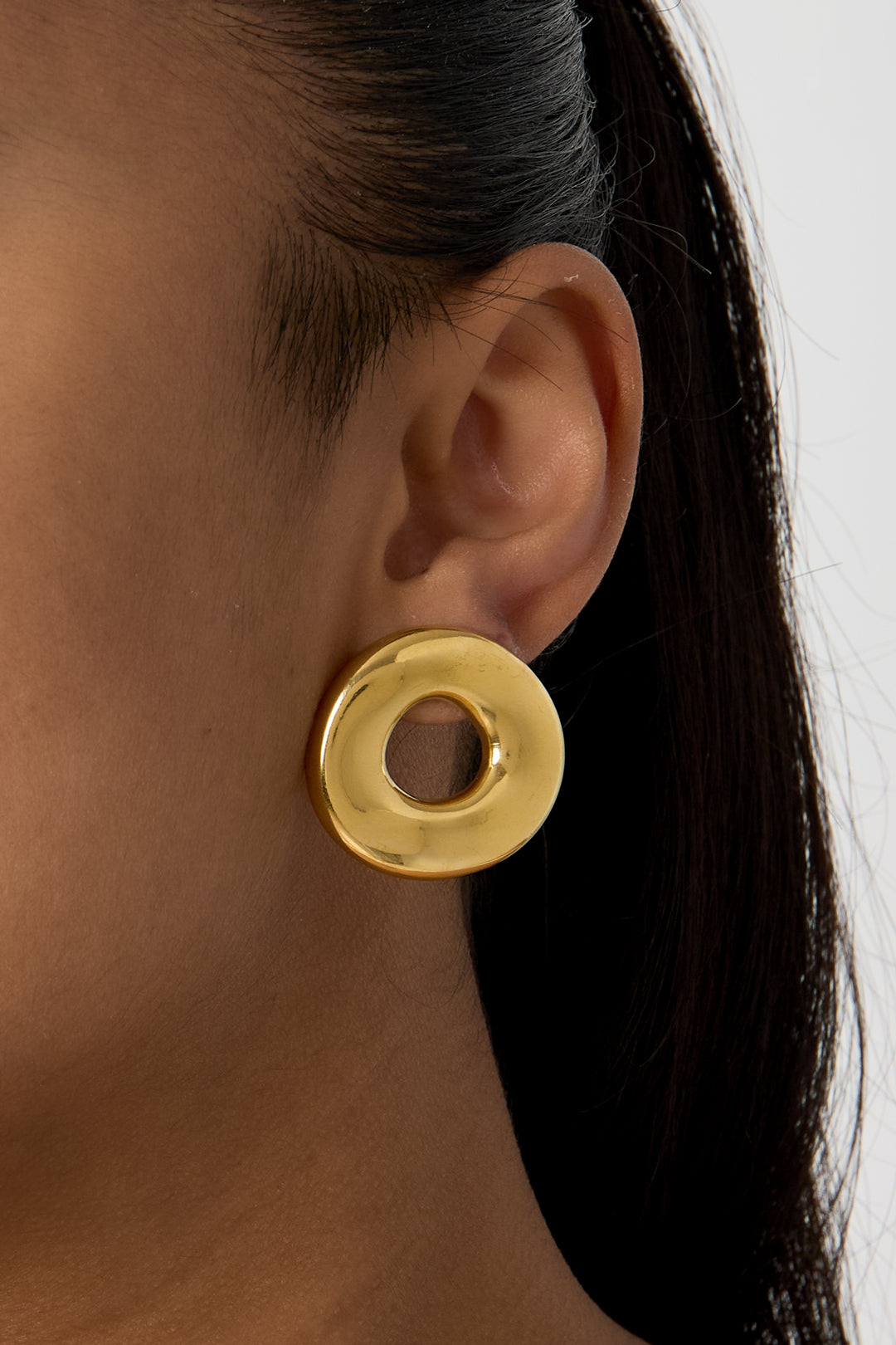 Statement earrings in a donut shape